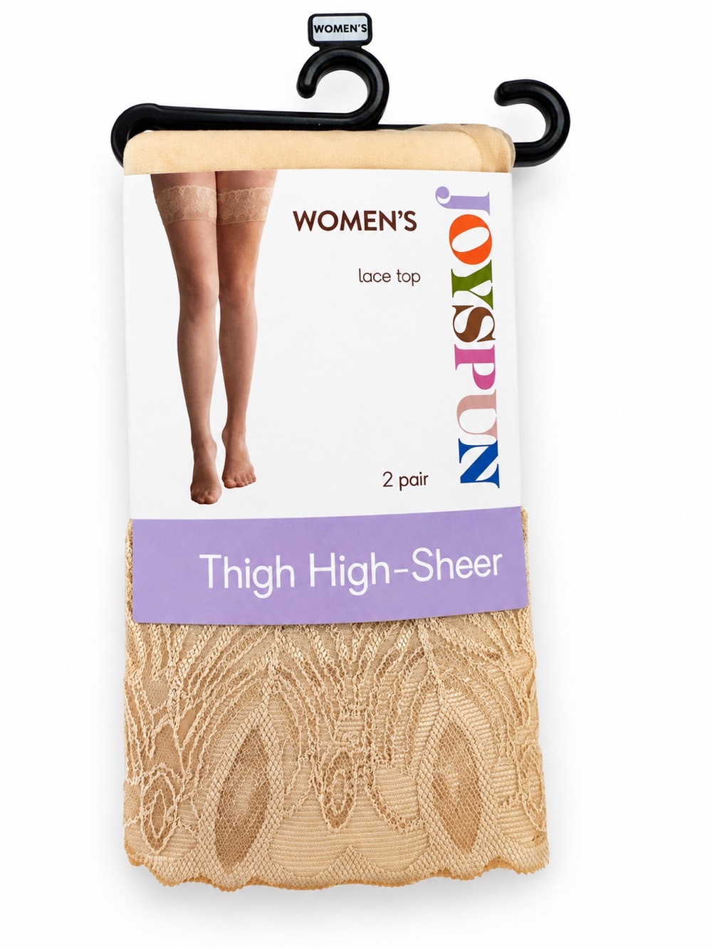 George Beige Lace Top Thigh High Sheer Stockings - 2 Pack